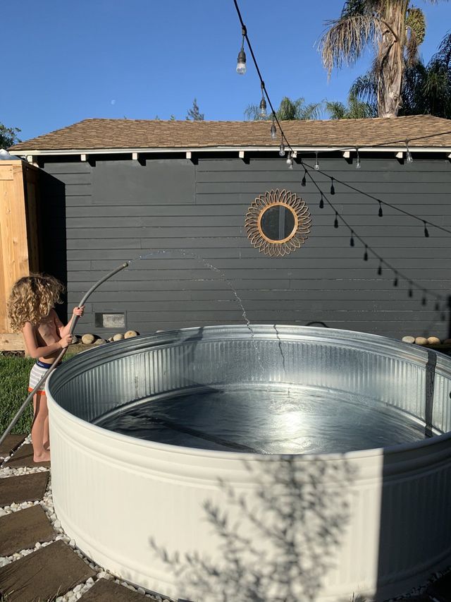 Outdoor Stock Tank Homemade Hot tub! 