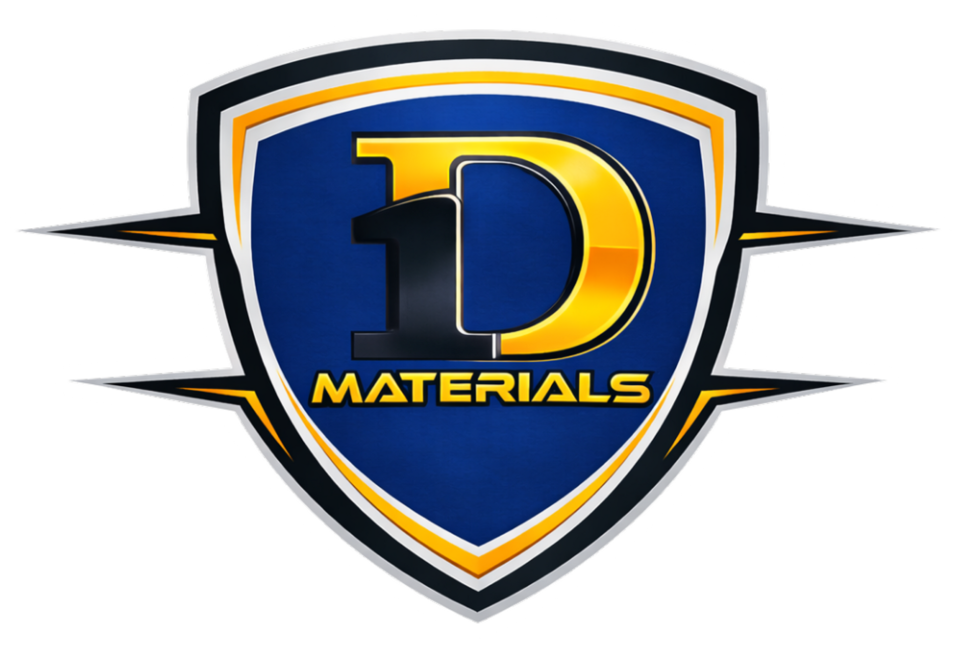 A shield logo with a stylized black and gold 