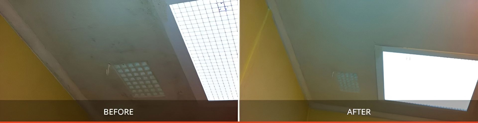 Before And After Of The Ceiling With Mold Cleaning — Dryology Carpet Cleaning in Maitland, NSW