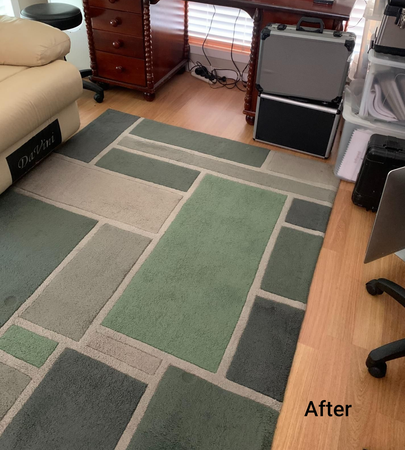 Geometric rug on a wood floor — Dryology Carpet Cleaning in Salamander Bay, NSW