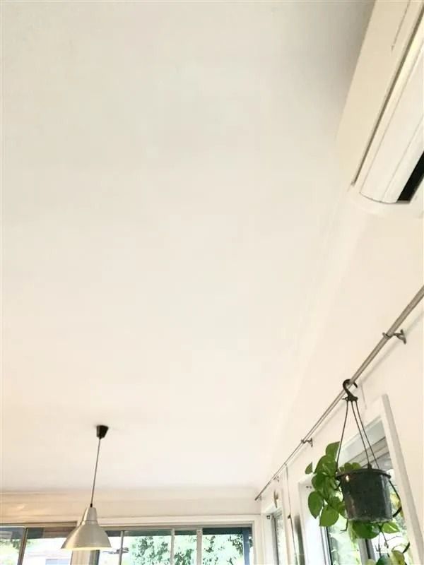 White Ceiling With Air Conditioner, a Hanging Lamp, and Plants Near a Window — Dryology Carpet Cleaning in Singleton, NSW