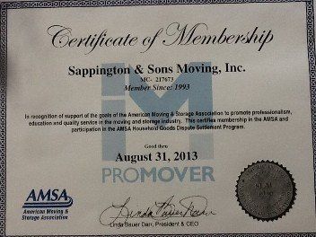 Certificate of Membership, Storage Company in Terre Haute, IN