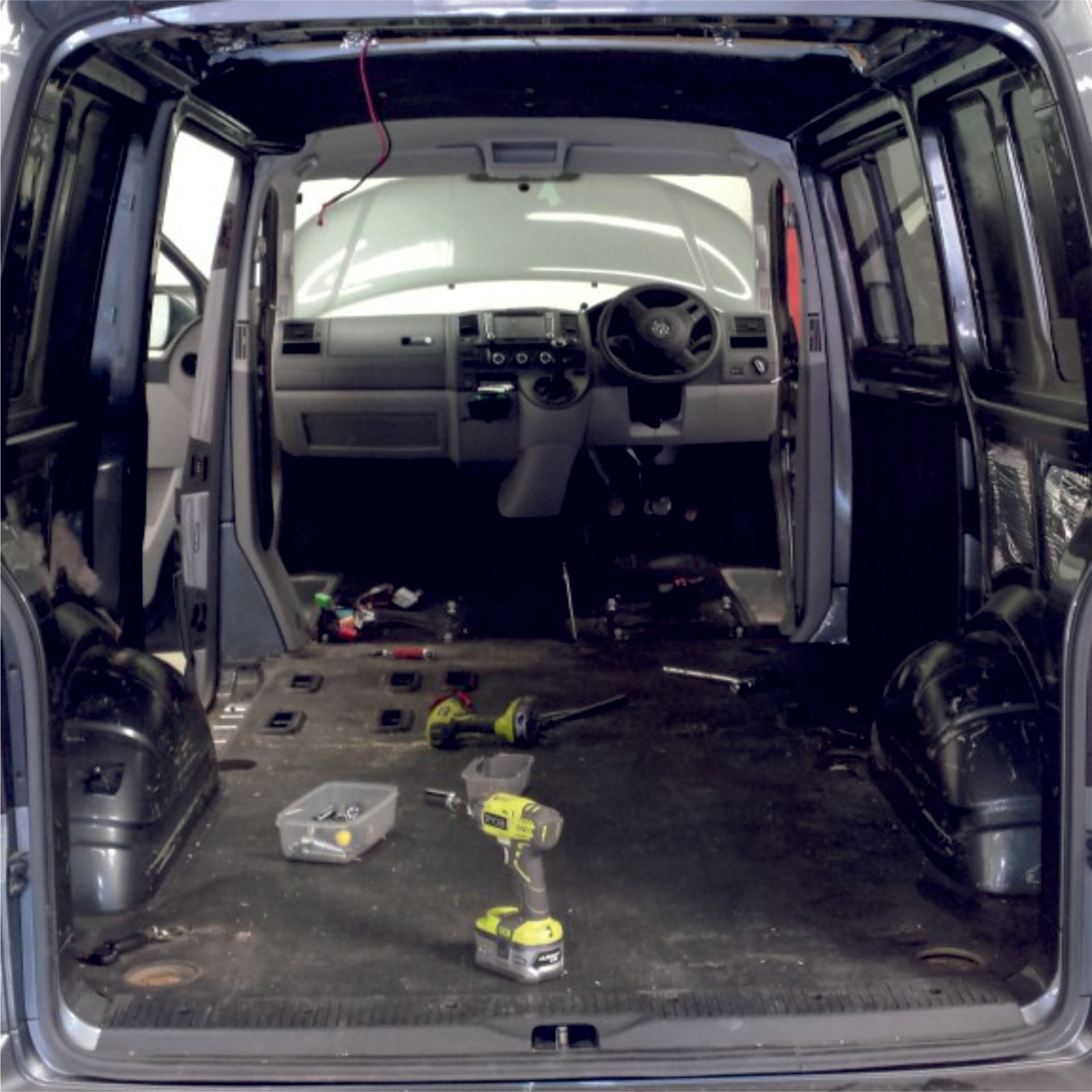 inside a stripped van
