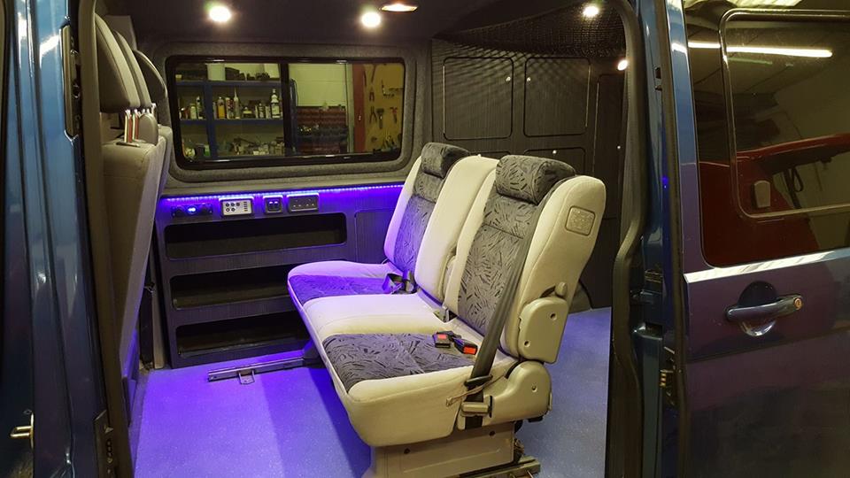 customers van with custom designed and upholstered seats