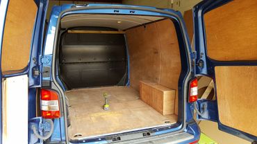 ply lining throughout the rear of a van