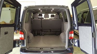 flooring applied to the inside of a van