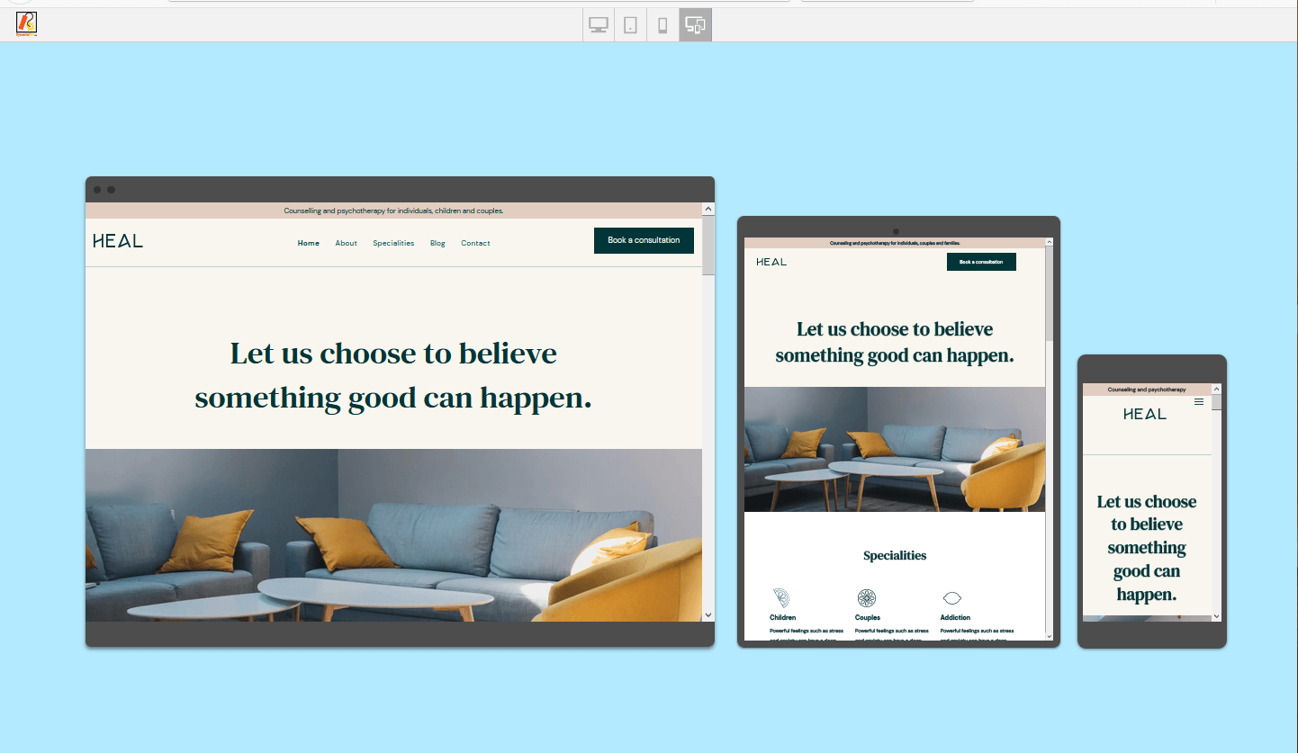 Websites designed for Therapists