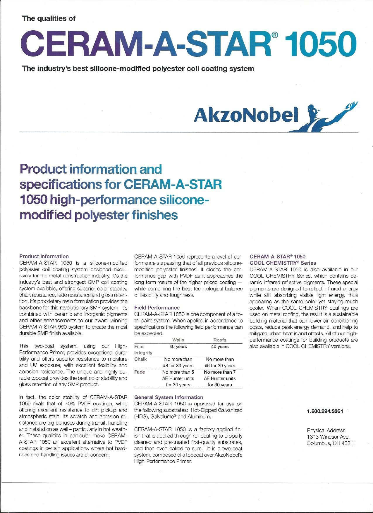 A ceramic-a-star 1050 product information and specifications for ceramic-a-star 1050 high performance silicone modified polyester finishes