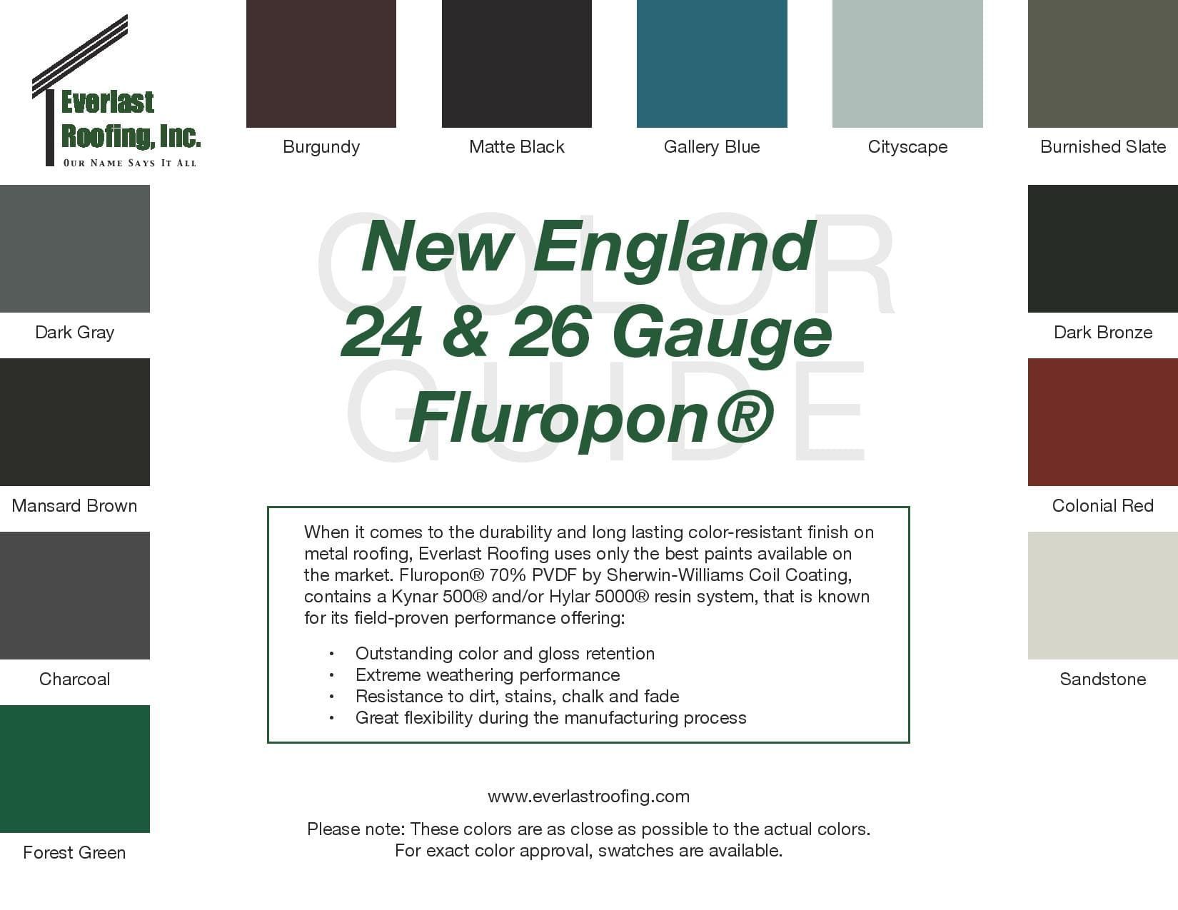 A color guide for new england 24 and 26 gauge fluropan