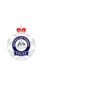 The australian federal police logo is on a white background.
