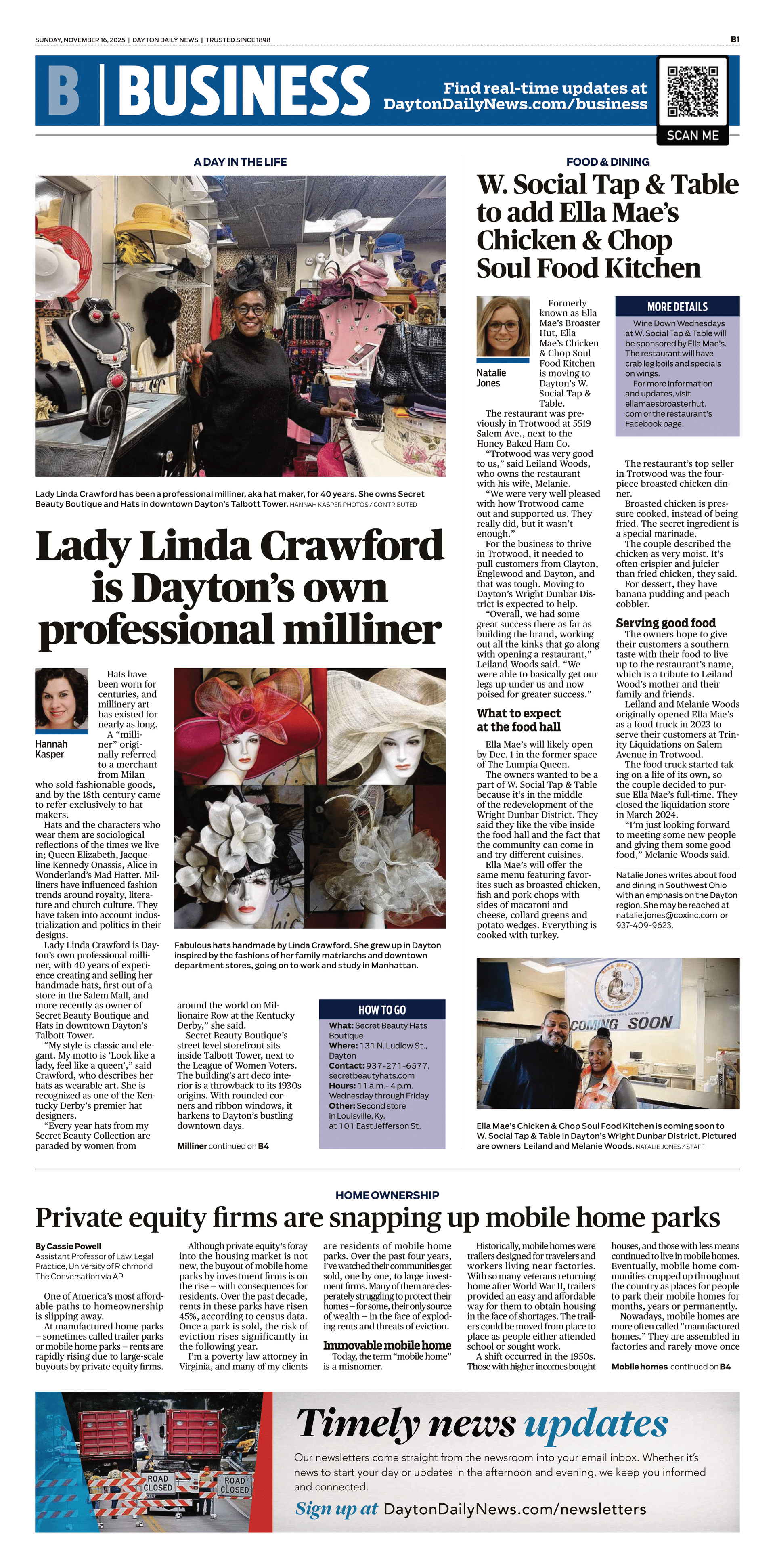 Newspaper page with headlines 