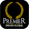 the logo for premier drives global has a laurel wreath on it