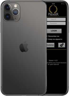 a black iphone with a premier app on the screen .