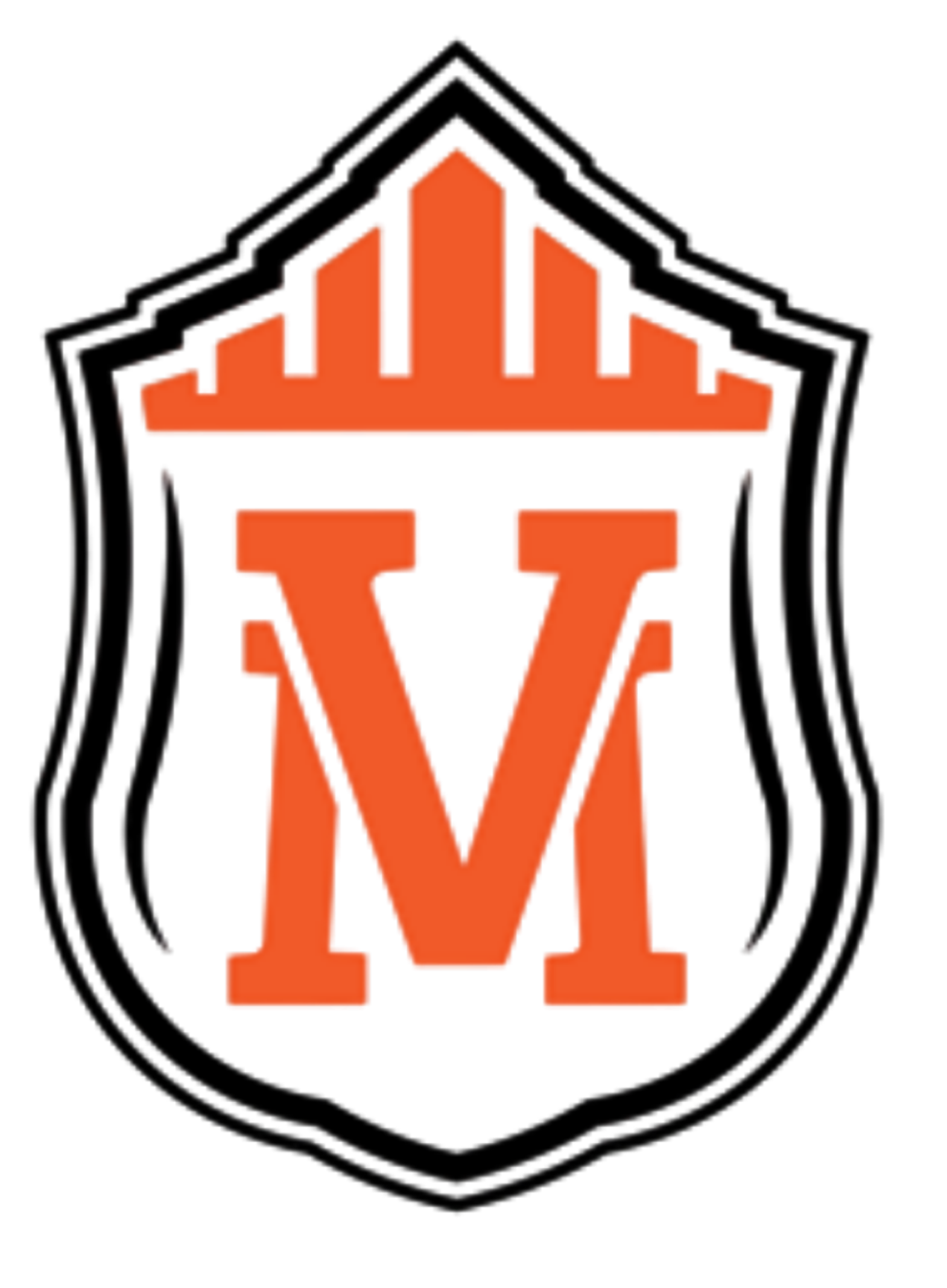 Orange and black shield logo with a large “M” and stylized crown/roof top