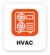 Orange HVAC icon with a white air conditioner unit and the label “HVAC” below.
