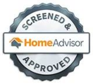 HomeAdvisor badge: "Screened & Approved" seal with the HomeAdvisor logo (house icon with name).