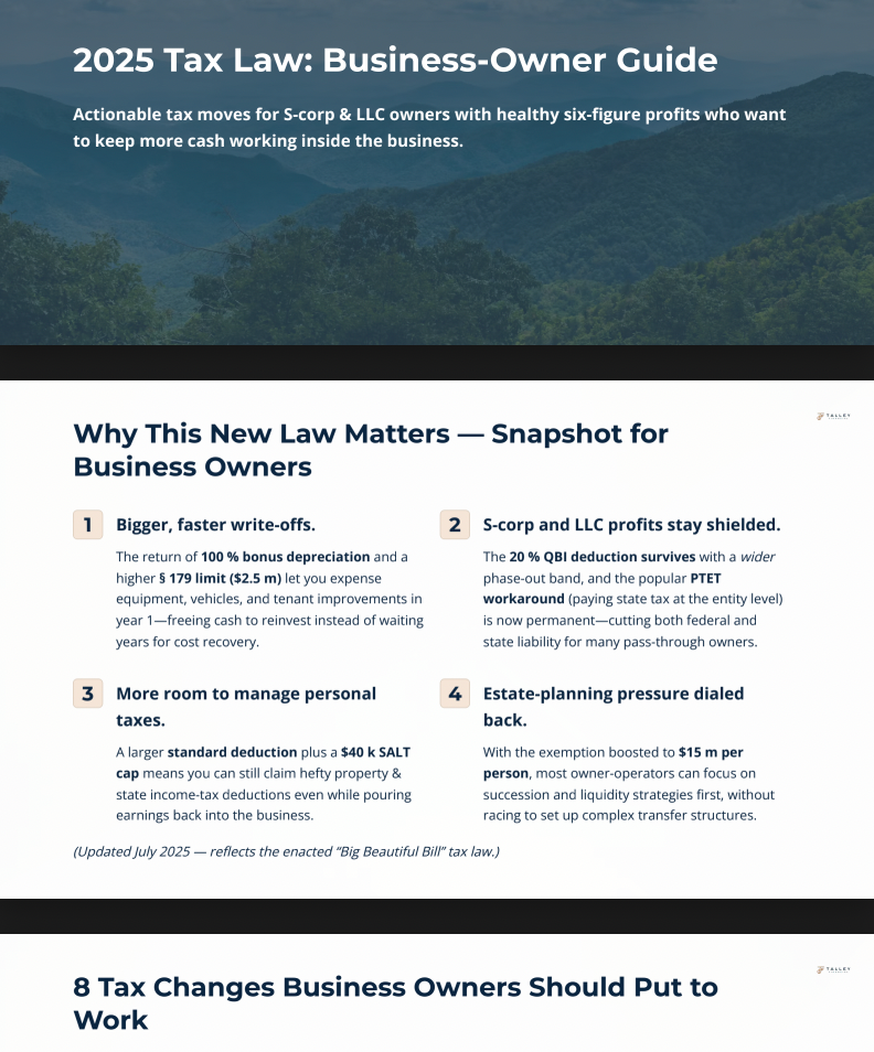 2025 Tax Law –Business Owner Smart Action Guide