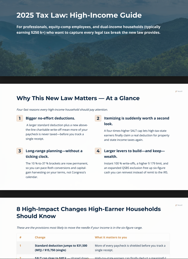 Download the 2025 Tax Law - High Earners Smart Action Guide