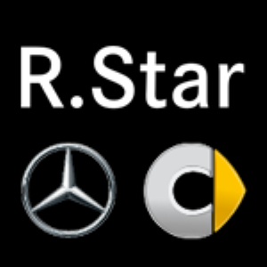 Logo per R.Star, con i loghi Mercedes-Benz e Smart su sfondo nero.