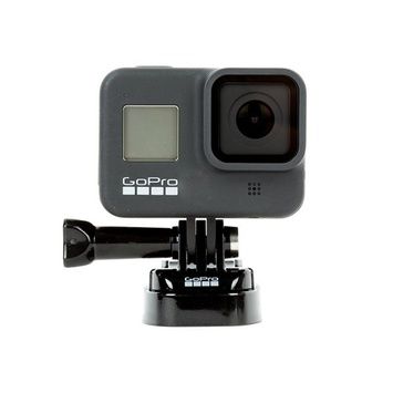A gopro hero 8 black action camera with a mount attached to it.