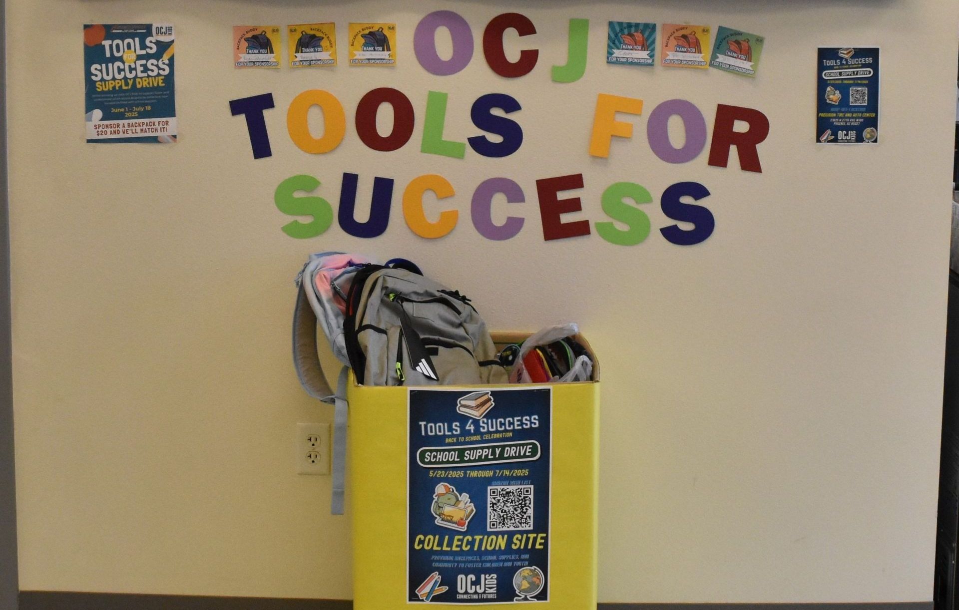 Sign for OCJ Tools for Success School Supply Drive