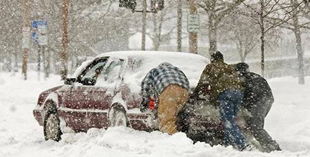 People Pushing Car - Durhamville, NY - Helmer’s Complete Tree & Landscape
