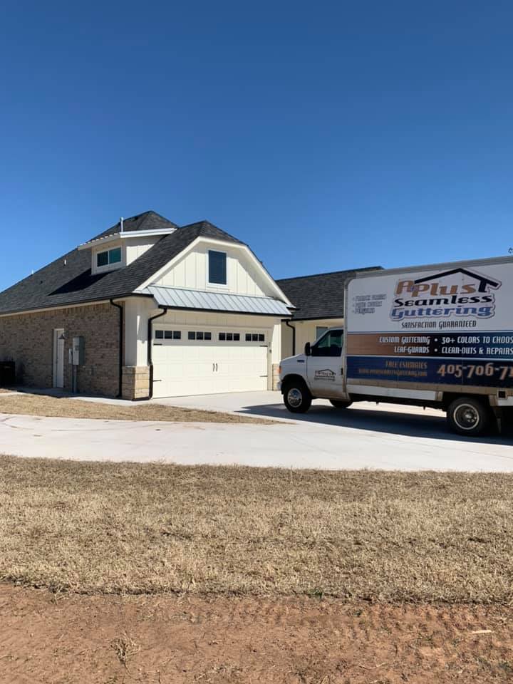 Truck Outside Of The House — Oklahoma City, OK — A-Plus Seamless Guttering LLC