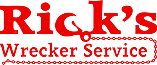 Rick's Wrecker Service logo in red font, with a chain-link border.  | Rick's Automotive