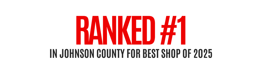 Ranked #1 in Johnson County for best shop of 2025 in red and black text. | Rick's Automotive