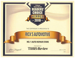Certificate for Rick's Automotive,
