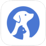 Blue circle icon with white dog and cat silhouettes.