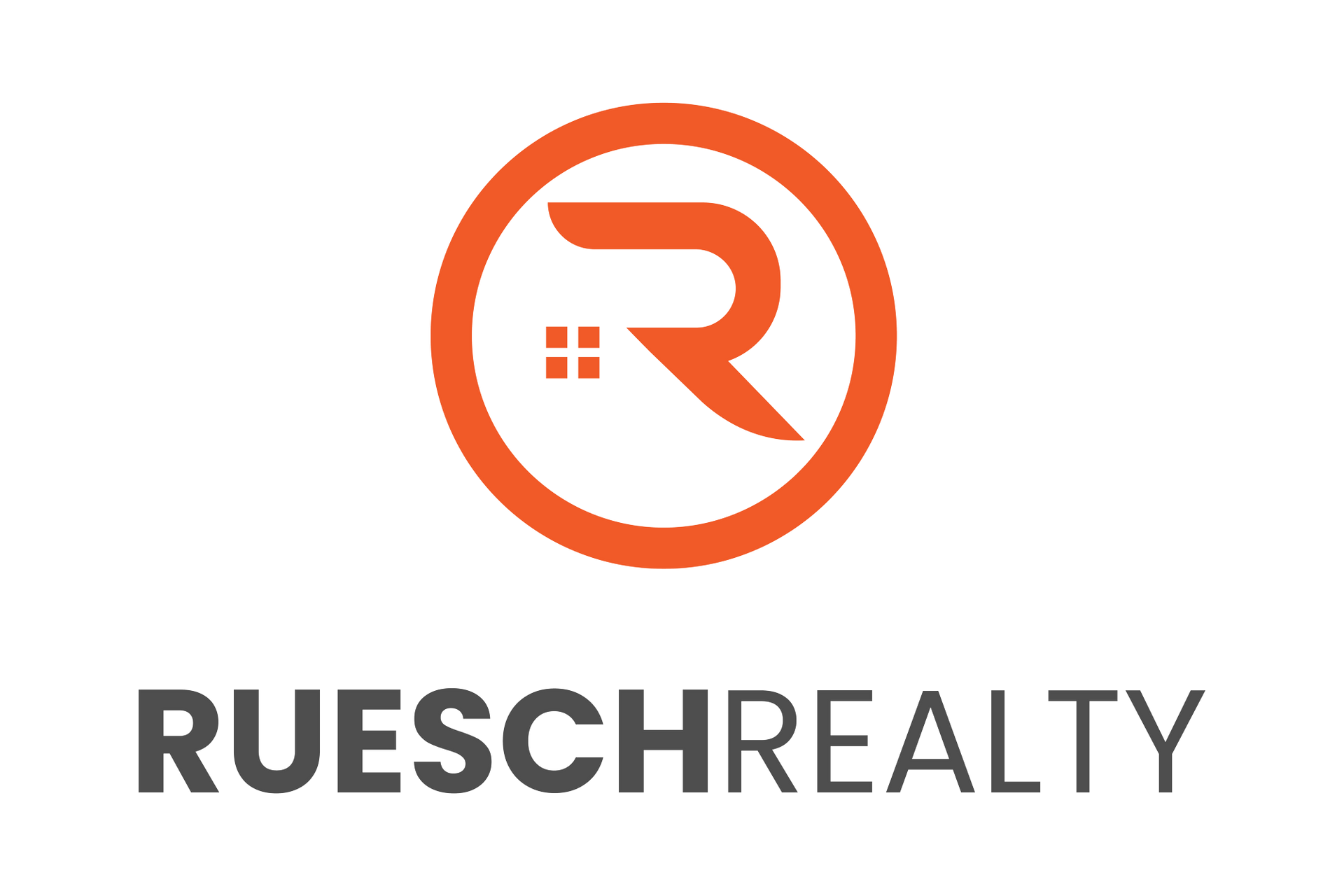 A logo for a real estate company called ruesch realty.