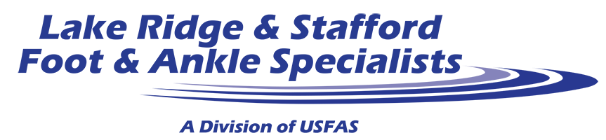 The logo for usfas foot and ankle specialists is blue and gray.