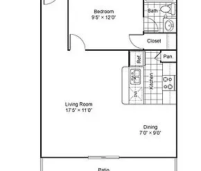 Popolo Village - 1 Bedroom 1 Bathroom floor plan