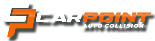 Car Point Auto Collision logo in orange, gray, and black on a white background