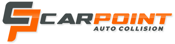 SCARPOINT Auto Collision logo with gray and orange text and stylized “S” icon