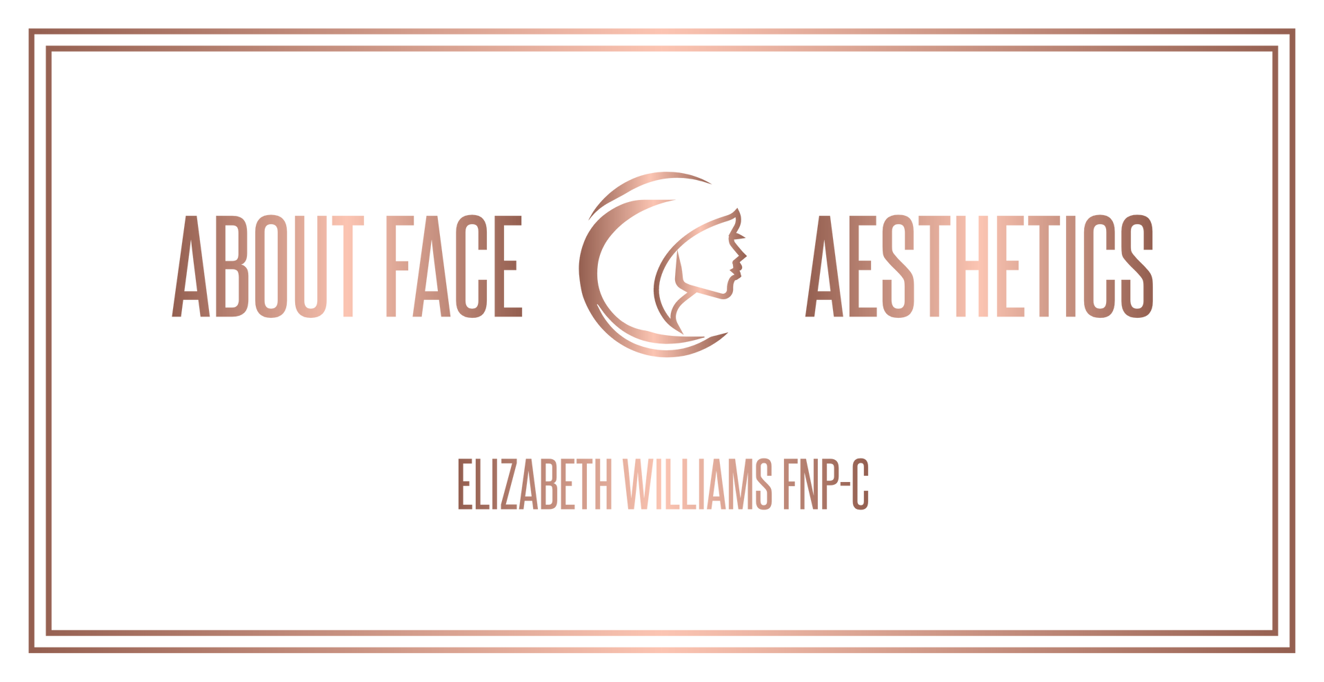 a logo for about face and aesthetics by elizabeth williams fnp C
