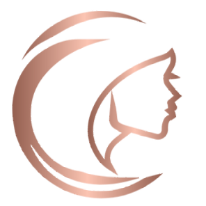 a silhouette of a woman 's face in a circle about face aesthetics logo in color