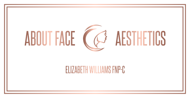 a logo for about face and aesthetics by elizabeth williams fnp C