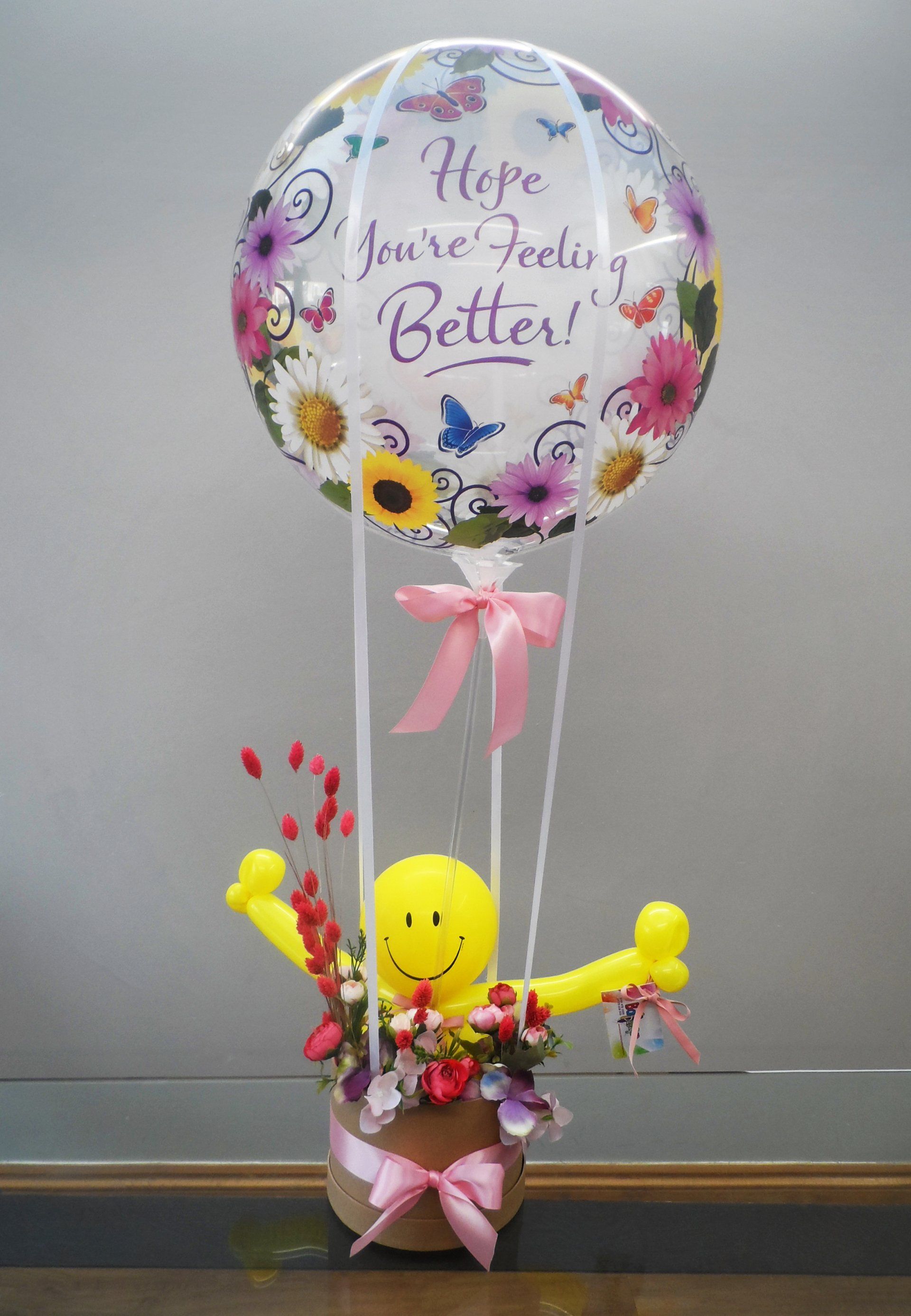 Best Wishes Get Well Hot Air Balloon Bouquet Gift Hot Box By Balloon Design Gateshead