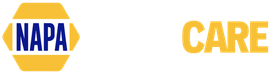 NAPA AutoCare Center logo: blue background with white text, yellow border, and hexagon logo on the left. | Louis Garage, Inc.