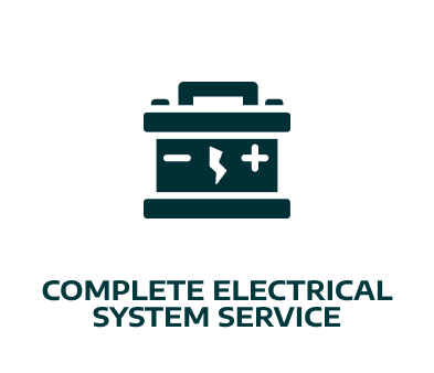 Icon of a car battery with a lightning bolt symbol; text below reads