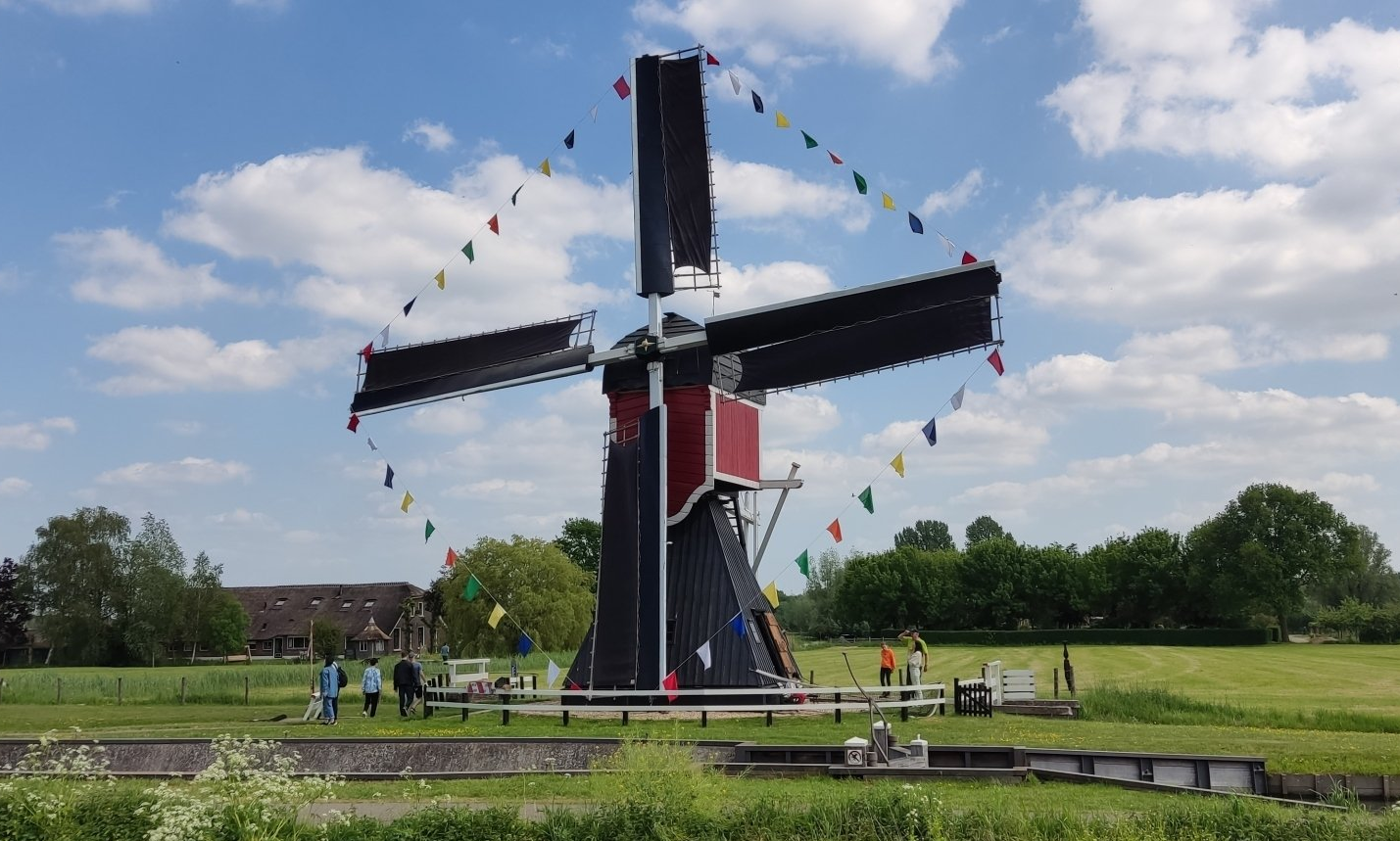 Dutch windmill along the river Vecht