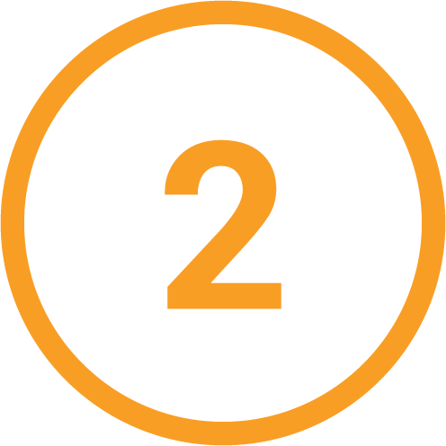 Orange number 2 inside an orange circle on a white background.