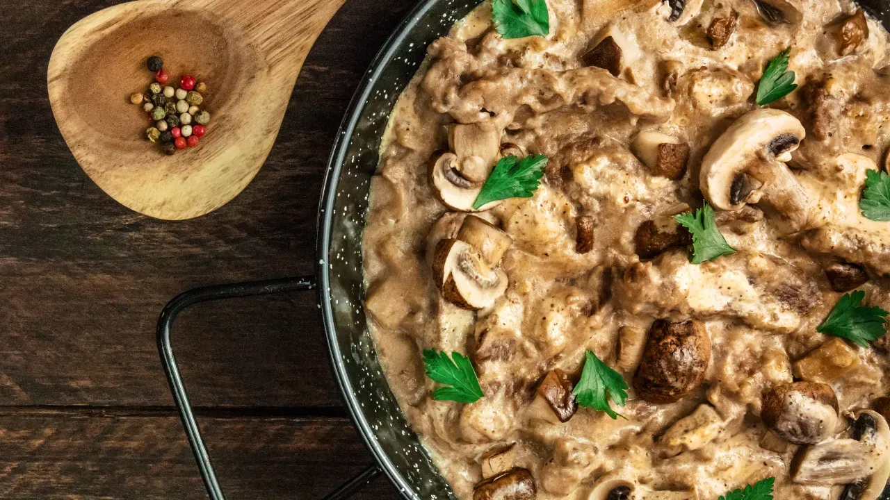 Wild Mushroom, Bean and Tarragon Stroganoff