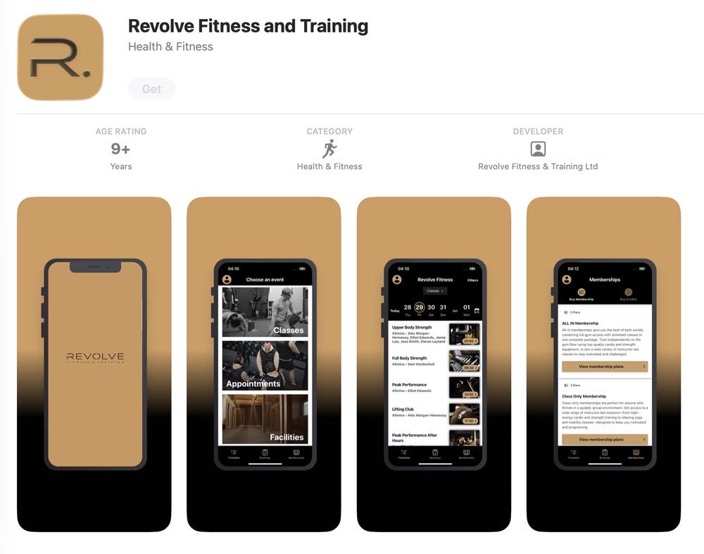 Classes APP from Revolve Fitness