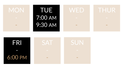 Class dates at Revolve Fitness