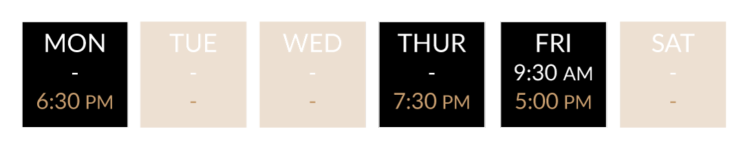 Class dates at Revolve Fitness