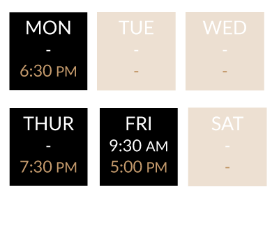 Class dates at Revolve Fitness