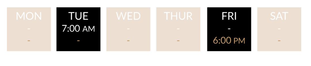 Class dates at Revolve Fitness